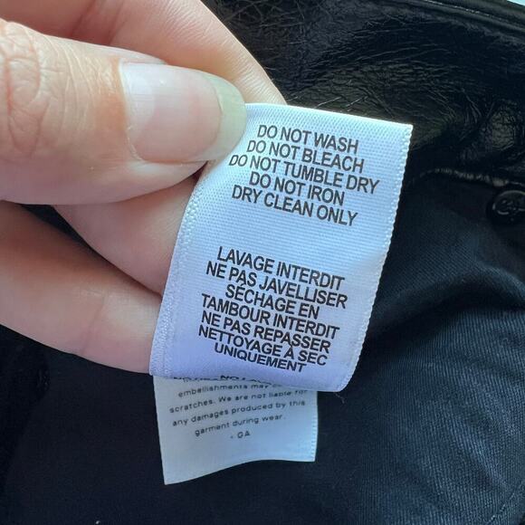 Good American Black Vinyl Faux Leather Boot Cut High Rise Pants Size 4/27 - Picture 7 of 7